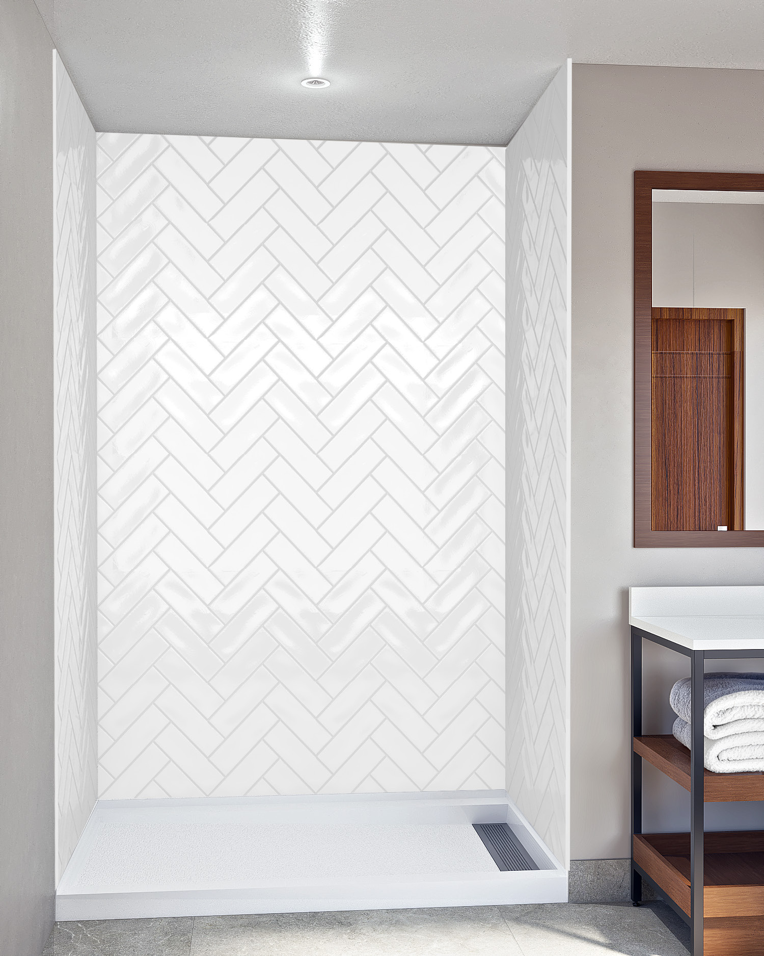 Herringbone shower installation