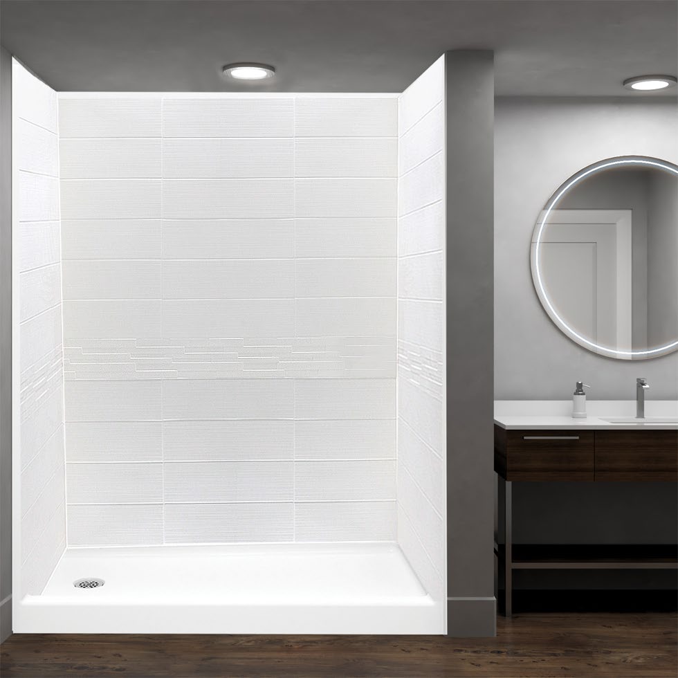 Textured tile shower installation
