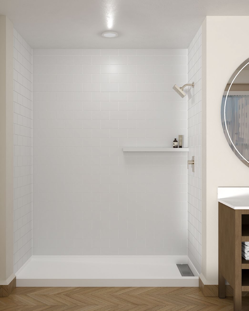 Subway tile shower installation